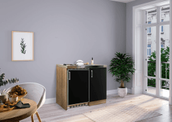 Respekta Küche Miniküche Singleküche Pantry Eiche Schwarz Levin 100 cm ⭐️🍳