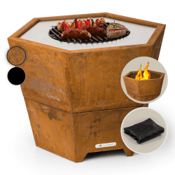 Blumfeldt Feuerschale mit Grillrost 🌟 Outdoor Stahl-Feuerschale Groß für Balkon & Camping