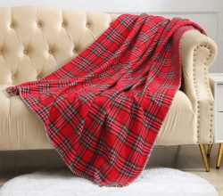 Gemütliche Weihnachts-Fleecedecke | Rot Schwarz Tartan Plaid Muster | 130x160cm