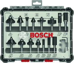 🔧🪚 Bosch 15tlg. Fräser Set Mixed für Holz 🌳🔩