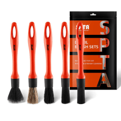 🚗 SPTA Detaillierungsbürsten-Set | 5 Verschiedene Größen | Premium-Naturhaar-Mischfaser-Kunststoffgriff