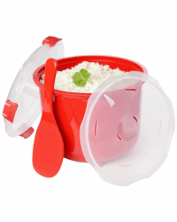 🍚 Sistema Microwave Reiskocher | 2,6 l | Spülmaschinenfester kleiner Reiskocher | BPA-frei | Rot