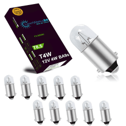 🚗💡🔆 LIGHTWORLD24 10x T4W BA9s Standlicht-Lampe Autolampe 12V 4W Birnen Auto Standlicht Innenraumbeleuchtung Innenbeleuchtung Signallampe