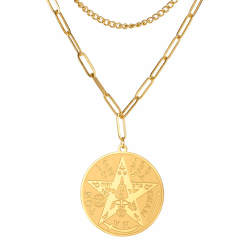 Salomon-Halskette mit Tetragrammaton Anhänger Pentagramm - Schutz Amulett