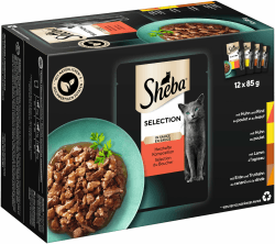 🐱 Sheba Katzennassfutter Selection in Sauce, 48 Portionsbeutel, 12x85g (4er Pack)