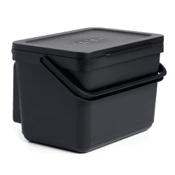 🌿🌟 TATAY Biomülleimer Küche mit Halterung, 6L Fassungsvermögen, Schwarz 🌟🌿