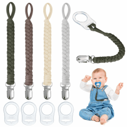 👶🏼🍼 Aolso Schnullerketten Baumwolle Schnullerketten, 4pcs Baby Schnullerkettenclips