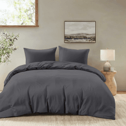 Dreamzie - Bettwäsche Set 155x220 cm mit 2 Kissenbezügen 80x80 cm Dunkelgrau