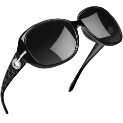 🕶️ Joopin Elegante Große Sonnenbrille Damen Polarisiert XL Übergroße UV400-Schutz Klassisch Vintage Brille mit Oversized Rahmen A01-schwarz
