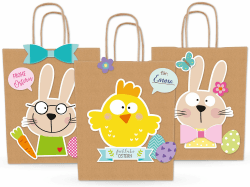 🐰🐥 KuschelICH 6 Ostertüten mit Henkel Osterhase Küken - DIY Geschenktüten Osternest zum selber Befüllen (braun) 🌼🎨
