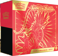 Pokémon-Sammelkartenspiel: Top-Trainer-Box Karmesin & Purpur (Koraidon) (9 Boosterpacks & Premium-Zubehör) 🌟🎮