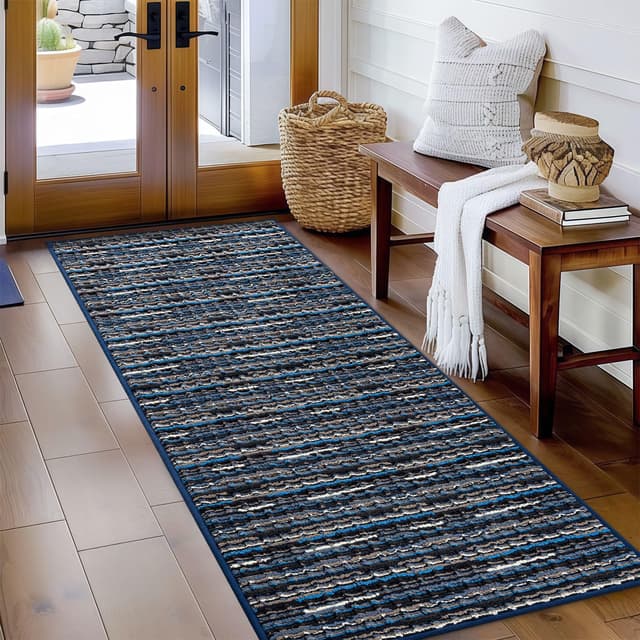 Boho Teppich Schmutzfangmatte 60x180cm - Blau