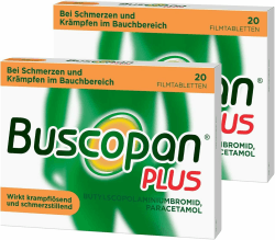 🌟 Buscopan® PLUS Filmtabletten bei Schmerzen im Bauch | 2x20 Stück | Vorteilspack 🌟