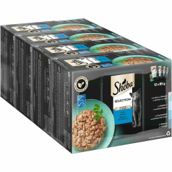 🐟 Sheba Selection Katzen Nassfutter im Portionsbeutel Fisch Variation (MSC) in Sauce Multipack 4x12x85g 🐾