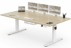 Devoko Höhenverstellbarer Schreibtisch 200x80cm mit Typ-C Ladeanschluss 🌟 Elektrisch Höhenverstellbarer Schreibtisch 🌱 Mobiler Computertisch mit Kabelmanagement 🚀 Eiche