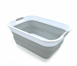 🌟🧺 SAMMART 41L Faltbarer Kunststoff-Wäschekorb - Klappbarer Pop-Up-Aufbewahrungsbehälter/Organizer - Tragbare Waschwanne - Platzsparender Wäschekorb (Grau) 🌟