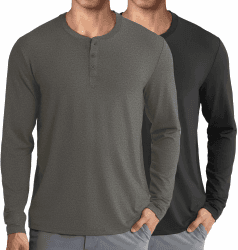 👕 COOFANDY Langarmshirt Herren Longsleeve Henley Shirt Oberteile Basic Pullover Mit Knopfleiste