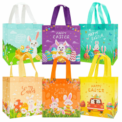 6 Stück Geschenktüten Ostern, Oster Tragetaschen mit Griffen 🎁🐰