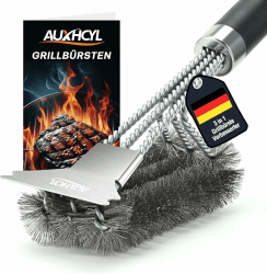 AUXHCYL Grillbürste Edelstahl 🌟 3-in-1 Grill Bürste mit Schaber 🔥 45.5cm Extra Langer Edelstahl BBQ Grill Reinigungsbürste 🥩
