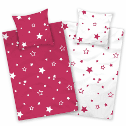 Aminata Kinder Bettwäsche 135x200 Sterne pink weiß Baumwolle 🌟🛏️