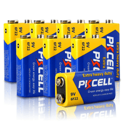🔋🔥 PKCELL 9V Batterie, Blockbatterie, 6F22 Batterien für Rauchmelder, Radio-Kamera, Spielzeug, 8 Stück - Angebot