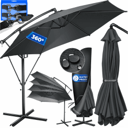 KESSER® Alu Ampelschirm Sonnenschirm mit Kurbelvorrichtung und Abdeckung Ø300 cm