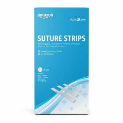 🩹 Amazon Basic Care - Wundverschlussstreifen, hypoallergen, steril, 4 Größen, 60 Stück 🩹