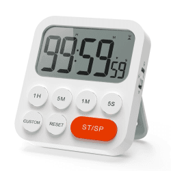 LIORQUE Digitaler Küchentimer Magnetisch ⏳ Stoppuhr Timer mit Uhr ⏰ 3-stufiger Lautstärke 🔊 LCD Anzeige 📺 für Kochen 🍳 Sport ⚽ Studieren 📚 2 AAA Batterien inklusive 🔋 Rot