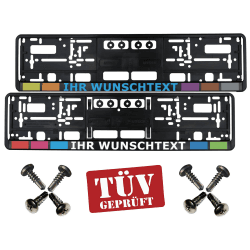 🚗 2er-Set Kennzeichenhalter Schwarz mit Wunschtext | Waschanlagenfest & UV-beständig 🌞