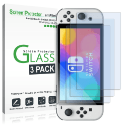 amFilm Displayschutzfolie Glas (3 Stück) für Nintendo Switch OLED Model 2021 🎮🔥