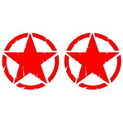 Zerstörter Militärstern Aufkleber US Army 🌟 Shapes Kit Pack – 2 Stück – 4x4 Offroad Auto Motorrad – verschiedene Größen 5 10 15 20 25 30 cm – Made in Italy (30 cm, Rot) 30 cm Rot