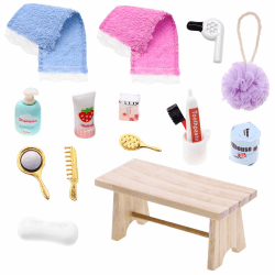 🧚‍♂️ 16 Stück Miniatur Wichtelzubehör Bade-Set für Wichtel Set und 1/12 Puppenhaus Zubehör 🛁