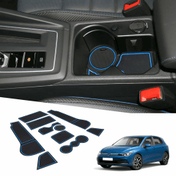 BIXUAN Golf8 2024 Kompatibel mit VW Golf 8 Mk8 2020-2023 2024 Blaue Antirutschmatten 10 Stück