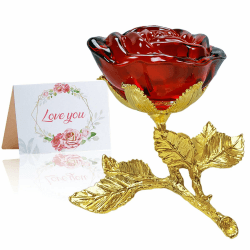 🌹 Rote Kristall Rose Figur mit Golden Stiel - Perfektes Geschenk für besondere Anlässe! 🎁