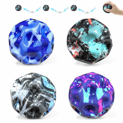 🌌🌕 3 Stück Moon Ball, 7cm Springender Gummiball - Mehrfarbig Space Sprungball