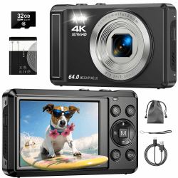 📸 4K 64MP Digitalkamera mit 32 GB TF-Karte