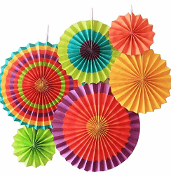 🎉 SUNBEAUTY 6er Set Tissue Papier Fans Fächer Dekoration für Party! 🎈🎊