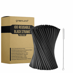 🥤🌿 100 Wiederverwendbare Schwarze Trinkhalme mit Bürste - Top-Angebot!