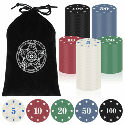 Zocipro 110 Stück Pokerchips mit Nennwerten und schwarzem Samtbeutel 🎲🃏