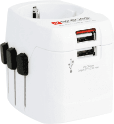 🔌🌍 SKROSS Universeller Reiseadapter 2- und 3-polig mit 2 USB-Buchsen