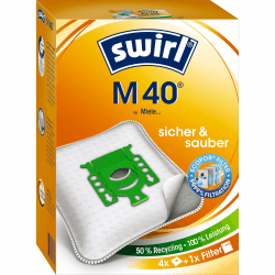 🌪️👜 Swirl M 40 EcoPor Staubsaugerbeutel (4 Beutel) - 99,9 % Filterung von Hausstaub & allergenem Feinstaub