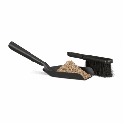 🧹🔥 Relaxdays Kehrgarnitur klein, 41 cm, langlebiger Stahl, Set mit Handfeger und Kaminschaufel, schwarz 🧼🪣