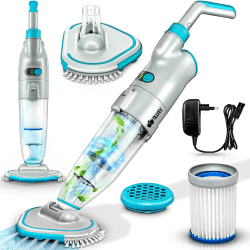 tillvex Poolsauger mit Akku | Pool Bodensauger Teleskopstange elektrisch 🏊‍♂️ | Poolreiniger mit Filter & 2-Geschwindigkeits-System 🧼 | Handsauger Reinigungsset kabellos 🔋
