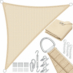 🌞 KESSER® Sonnensegel Sonnenschutz Windschutz | HDPE Gewebe | Dreieck 4.2x4.2x6m 🌳