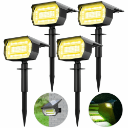 LOTMOS Solarstrahler für Außen Garten [4 Stück/ 72LED] Solarlampen für Außen Garten 3000K Warmweiß LED Solar Strahler Außen