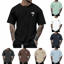 👕🌴 Tshirt Herren Sommer T-Shirts Rundhals Kurzarm Basic Shirts XXS-6XL