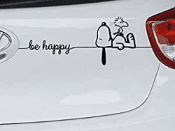 🐶 Generic Snoopy Woodstock Be Happy Aufkleber 2 teilig (schwarz) 🐥