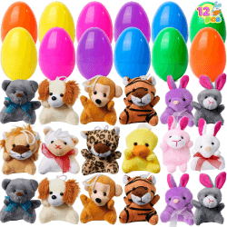 🐰🎁 JOYIN 12 Stück Gefüllte Ostereier mit 12 Mini Plüsch Schlüsselanhänger - Ostern Spielzeug