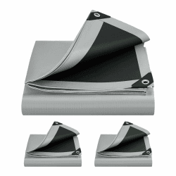 WOLTU Abdeckplane 3x3 m wasserdicht, 280 g/m² PE Schutzplane mit Ösen, UV-stabil, reißfest, Grau-Schwarz 😎