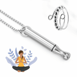 🌬️📿 2Pcs Atemkette Rauchentwöhnung Edelstahl - Stressabbau-Halskette für Atemübungen